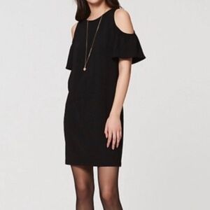 Loft NWT Women Dress Cold Shoulders Black Size 8